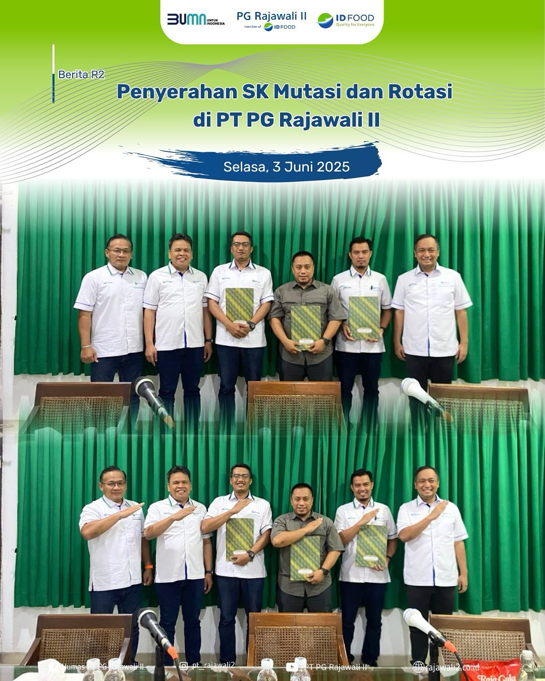 Penyerahan SK Mutasi dan Rotasi di PT PG Rajawali II
