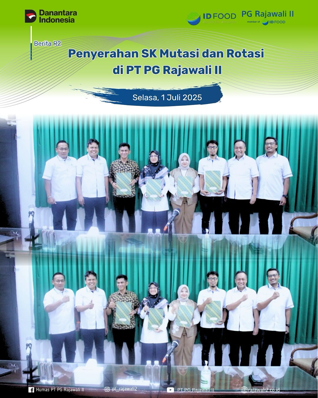 Penyerahan SK Mutasi dan Rotasi di PT PG Rajawali II