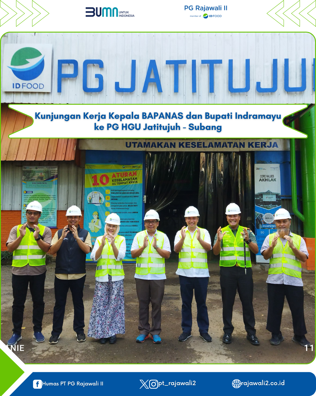 Kunjungan Kerja Kepala Badan Pangan Nasional & Bupati Indramayu ke PG HGU Jatitujuh - Subang