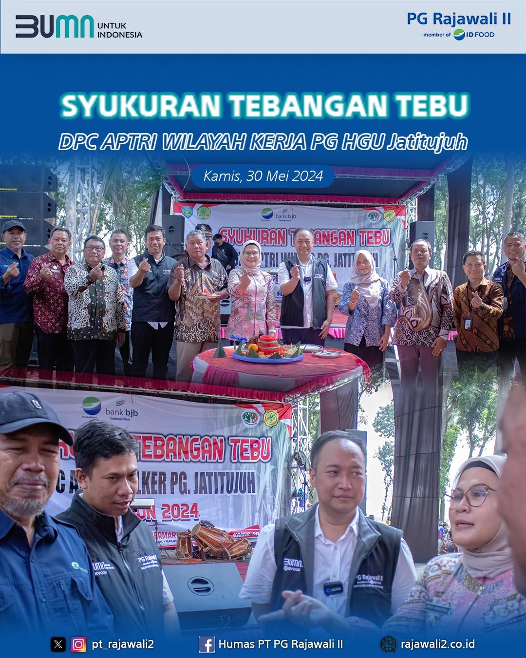 Bupati Indramayu dan Direktur Utama PT PG Rajawali II Hadiri Syukuran Tebangan Tebu DPC APTRI Wilayah Kerja PG HGU Jatitujuh