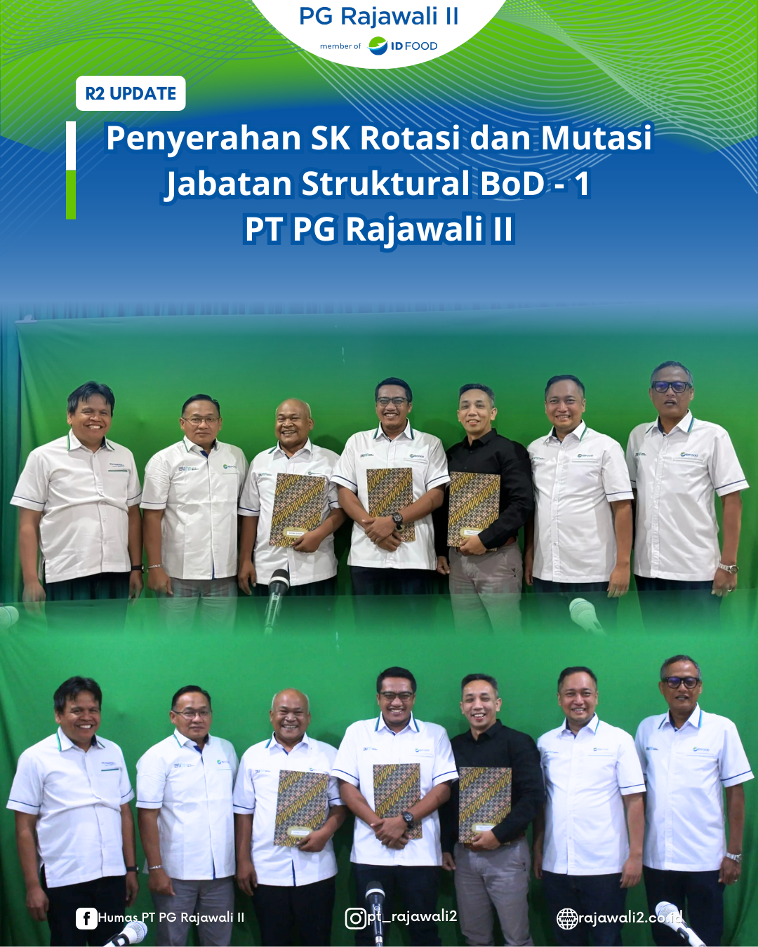Penyerahan SK Rotasi dan Mutasi Jabatan Struktural BoD-1 PT PG Rajawali II